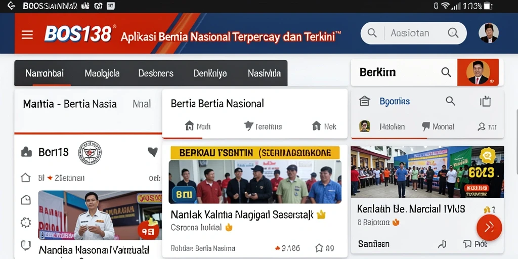 Antarmuka aplikasi BOS138 yang menampilkan berita terkini dari seluruh Indonesia.