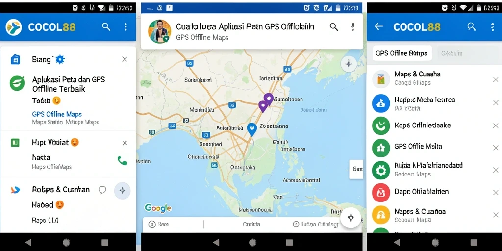 Antarmuka COCOL88 dengan fitur navigasi GPS Offline yang lengkap.
