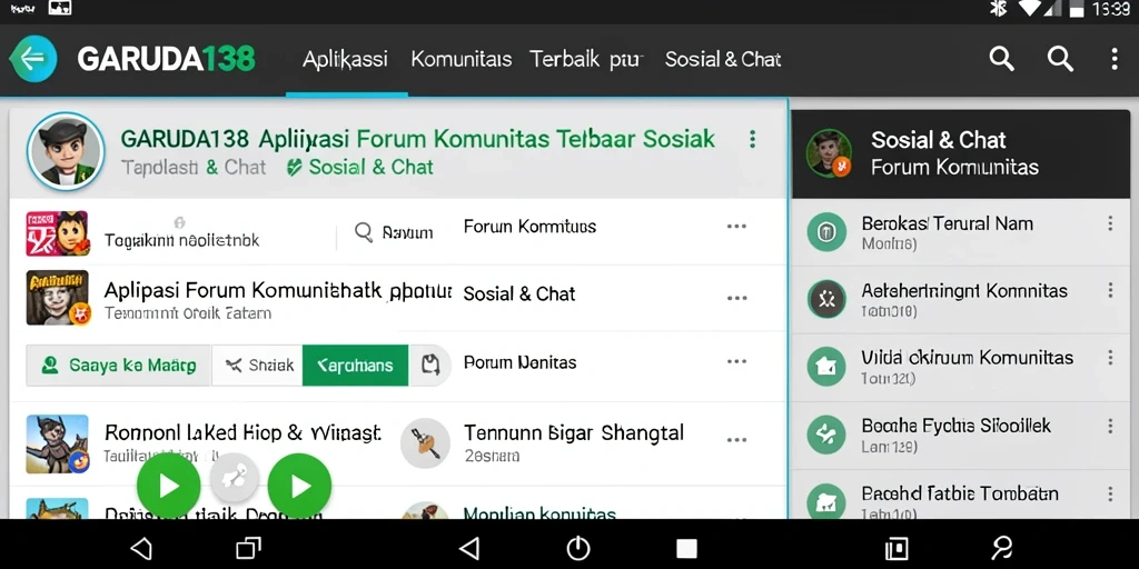 Tampilan antarmuka pengguna aplikasi Forum Komunitas GARUDA138.