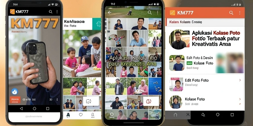 Tampilan antarmuka intuitif KM777 untuk kolase foto yang menarik.