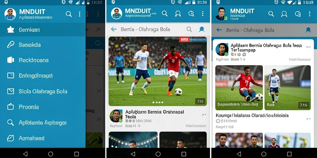 Tampilan antarmuka MNDUIT yang menarik dan informatif untuk berita olahraga bola.