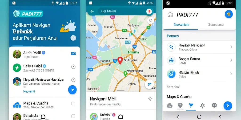 Antarmuka PADI777 yang intuitif dan informatif untuk navigasi mobil.