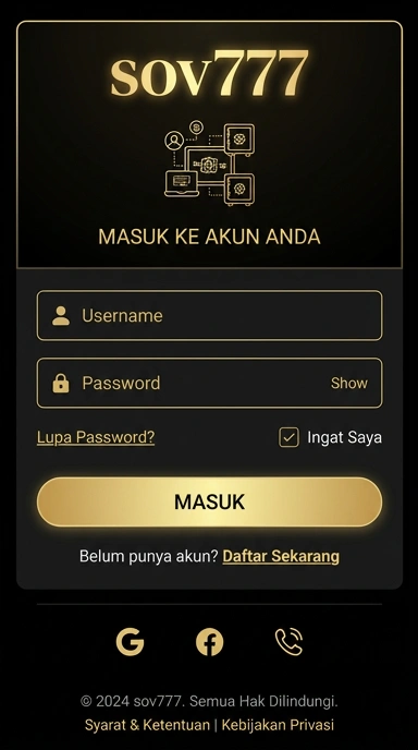 Tampilan halaman login sov777