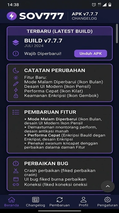 Tampilan riwayat versi sov777
